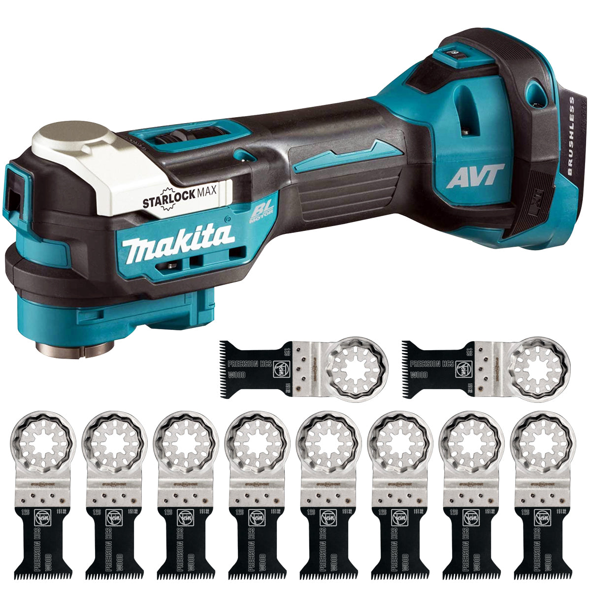 Makita DTM52Z 18V Brushless Multi Tool With E-Cut Precision Saw Blade Pack of 10