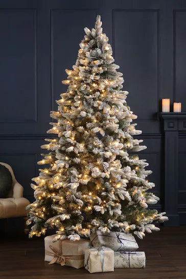 Laura Ashley Frosted Lit LED Tree With 7ft Pine Cones