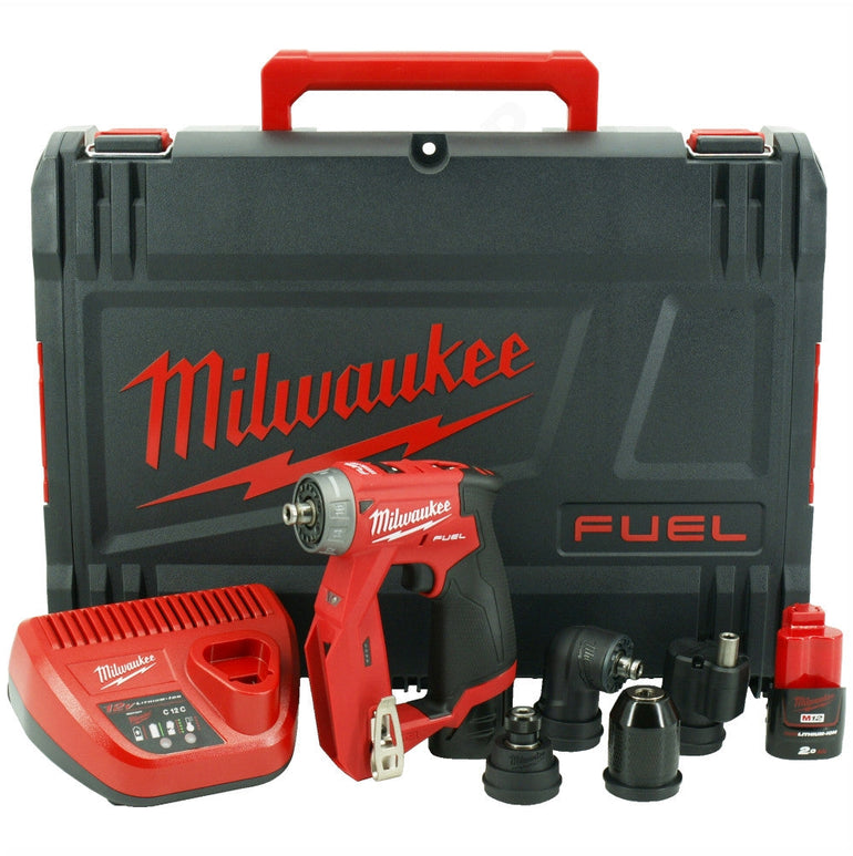 Milwaukee M12FDDXKIT-202X 12V 4-in-1 FUEL Drill Driver Kit with Interchangeable Heads 4933464980