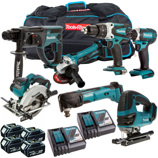 Makita MAK7PC 18V 4 x 5.0Ah LXT Li-ion 7pc Power Tool Kit