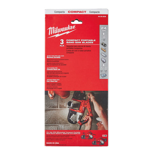 Milwaukee 48390539 Compact Bandsaw Blade 24 TPI 900mm Length Pack of 3