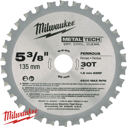 Milwaukee 48404070 135mm x 20mm Metal Saw Blade 30T 1.6mm Kerf