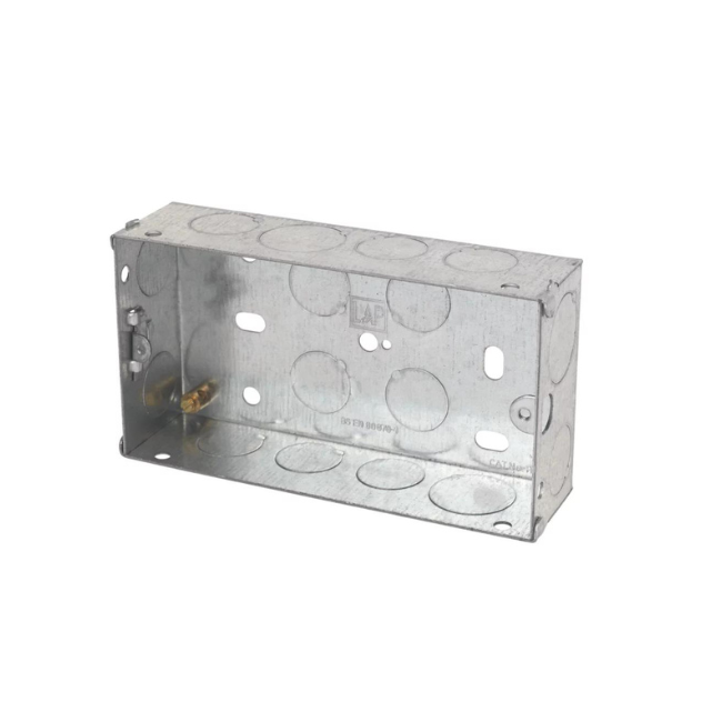 LAP 2-GANG GALVANISED STEEL INSTALLATION BOXES 35MM 10 PACK