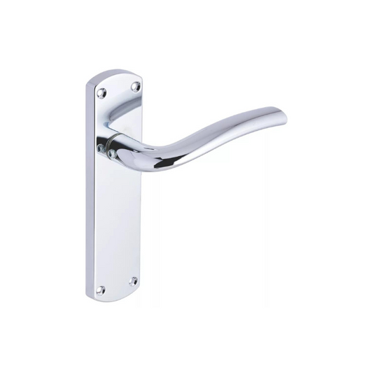 SMITH & LOCKE CORFE FIRE RATED LATCH LEVER DOOR HANDLES PAIR POLISHED CHROME