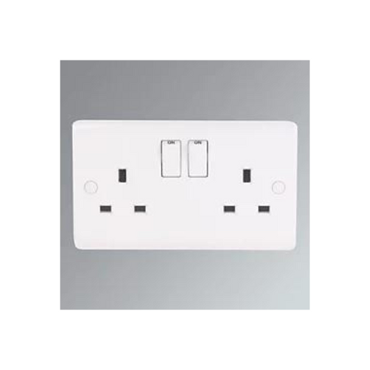 LAP 13A 2-GANG DP SWITCHED PLUG SOCKET WHITE 5 PACK