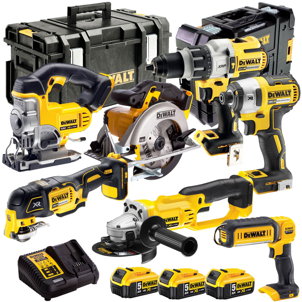 Dewalt 18V 7 Piece Power Tool Kit with 3 x 5.0Ah Batteries T4TKIT-845