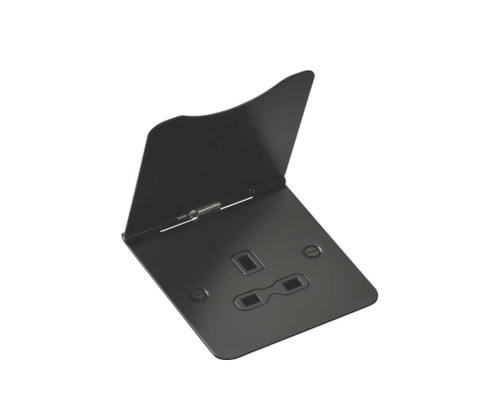 KNIGHTSBRIDGE 13A 1-GANG UNSWITCHED FLOOR SOCKET MATT BLACK WITH BLACK INSERTS