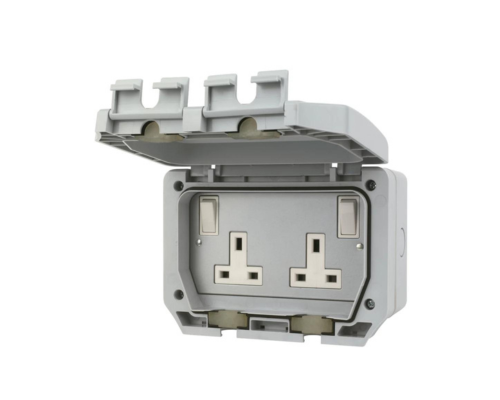LAP IP66 13A 2-GANG DP WEATHERPROOF OUTDOOR SWITCHED SOCKET