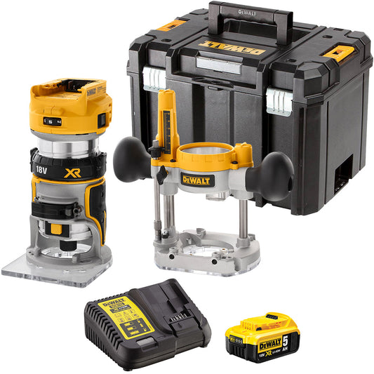 Dewalt DCW604NT 18V Cordless Brushless Router Trimmer with 1 x 5.0Ah Battery & Charger