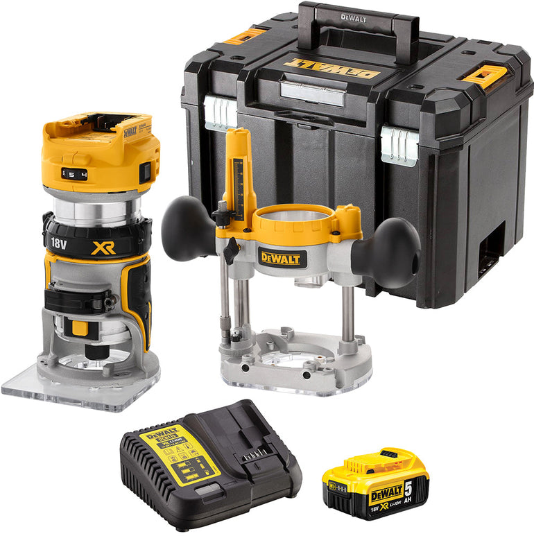 Dewalt DCW604NT 18V Cordless Brushless Router Trimmer with 1 x 5.0Ah Battery & Charger