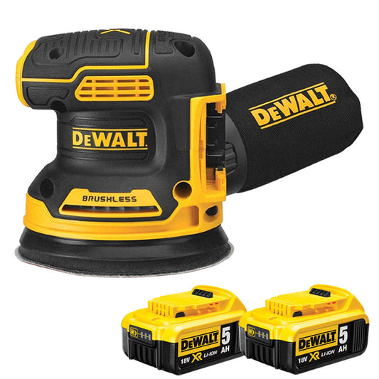 Dewalt DCW210N 18V Brushless 125mm Orbital Sander with 2 x 5.0Ah Batteries