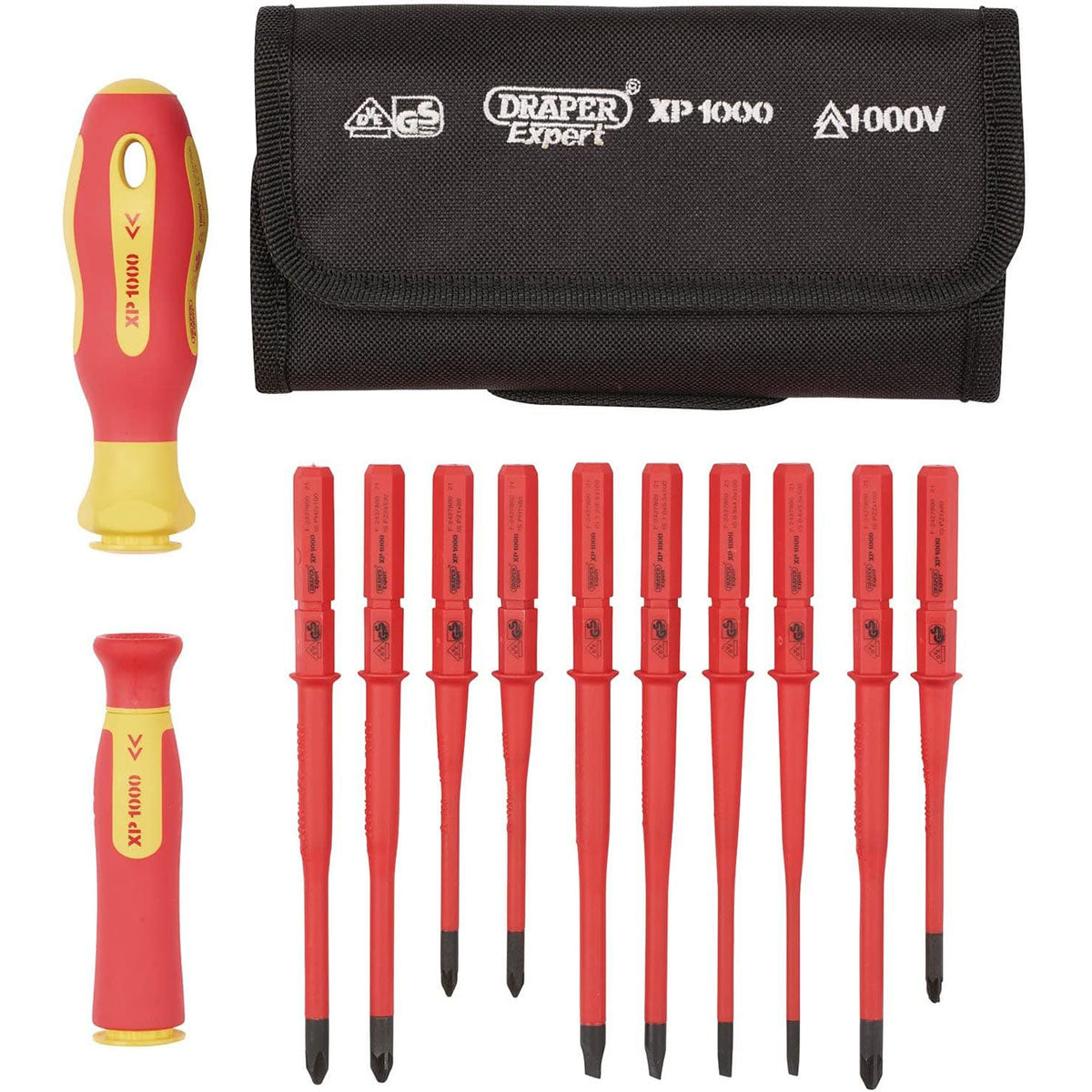 Draper 965SLIM/I/12 XP1000 VDE Slimline Interchangeable Screwdriver Set of 12 Piece - 70867