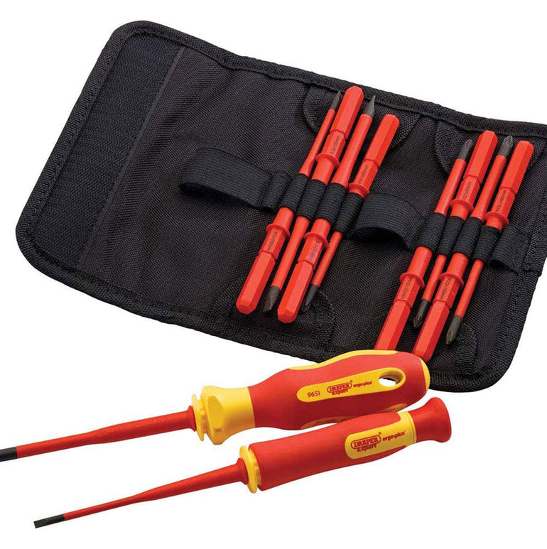 Draper 965SLIM/I/12 XP1000 VDE Slimline Interchangeable Screwdriver Set of 12 Piece - 70867