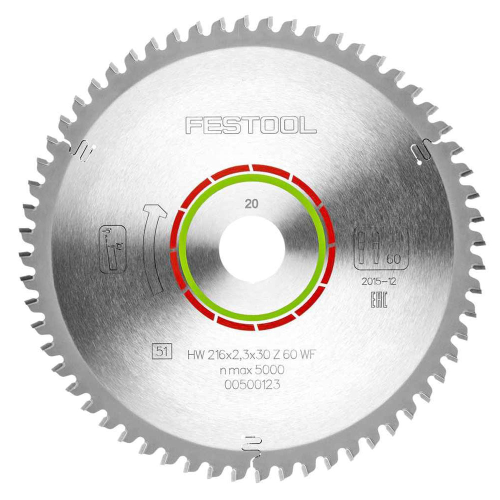 Festool 216mm x 2.3mm x 30mm 60T Laminate / HPL Saw Blade - 500123