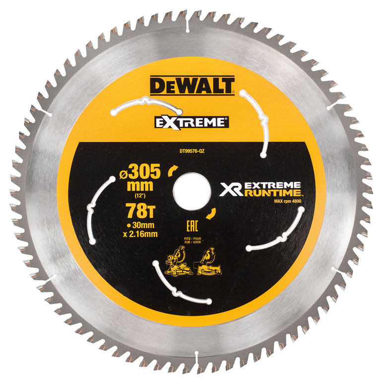 DEWALT DT99576-QZ EXTREME RUNTIME 305MM X 30MM X 78T MITRE SAW BLADE FOR DHS780