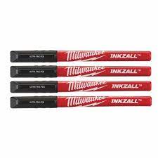 Milwaukee 48223164 Inkzall Fine Tip Black Pens (Pack Of 4)