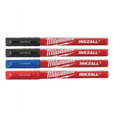 Milwaukee 48223165 INKZALL Ultra Fine Tip Pen Assorted Colours (Pack 4)