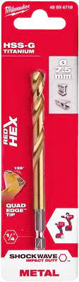 Milwaukee 7.5mm Red HEX Shockwave Impact Duty Metal HSS Titanium Bits 48894718