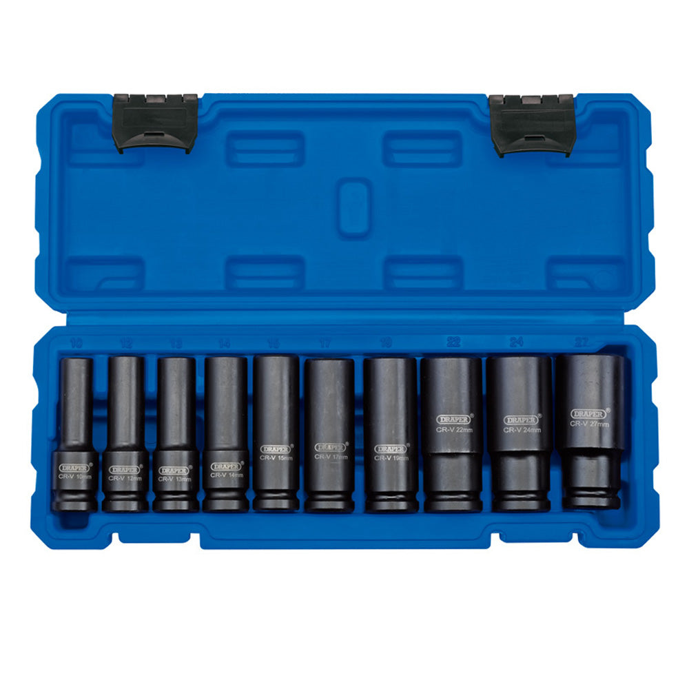 Draper 1/2" Square Drive Impact Socket Metric Deep Set of 10 Piece - 83096