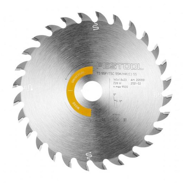 Festool 160mm x 1.8mm x 20mm Wood Universal Saw Blade - 205551