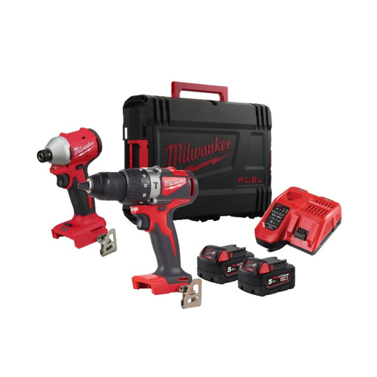 Milwaukee M18BLPP2A3-502X 18V Brushless Combi Drill & Impact Driver with 2 x 5.0Ah Batteries, Charger & Case 4933492845