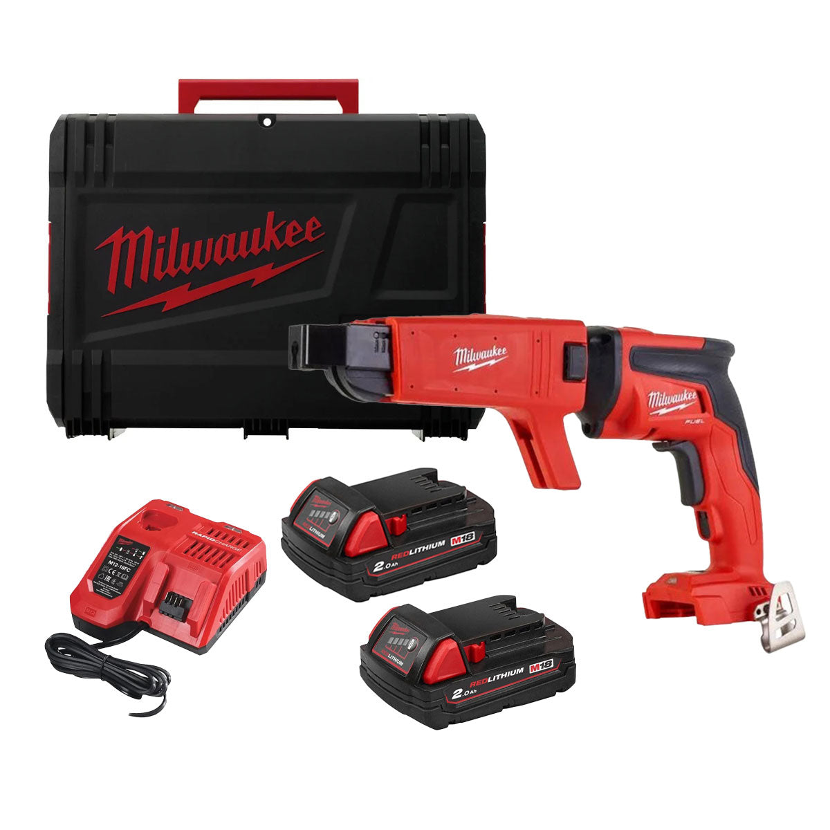 Milwaukee M18FSGC-202X 18V Fuel Brushless Screw Gun with 2 x 2.0Ah Battery Charger & Case