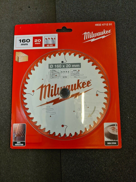 Genuine Milwaukee 4932471291 Wood Cutting Circular Saw Blade 160mm x 20mm 48T