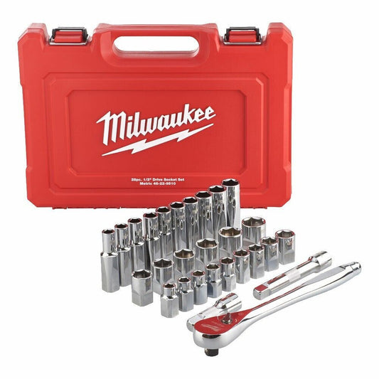 Milwaukee 1/2" Drive Ratchet & Socket Set - 28pc - Metric/Imperial - 4932471864