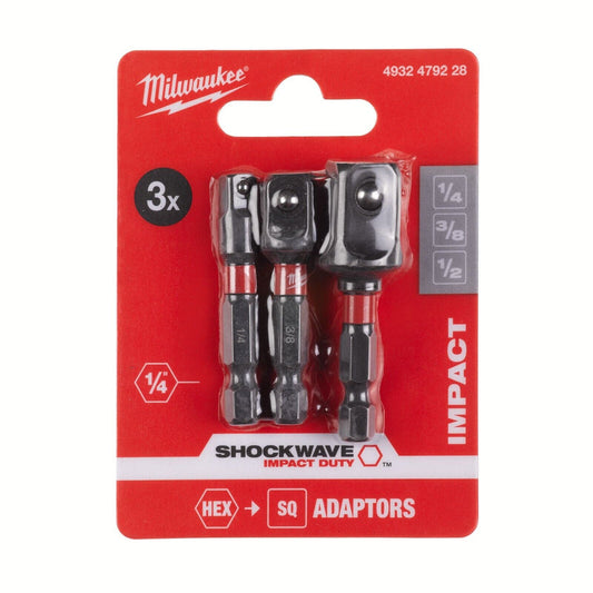 Milwaukee Shockwave Socket Adapter Hex 1/4" in to 3/8" in Impact Duty 4932478054