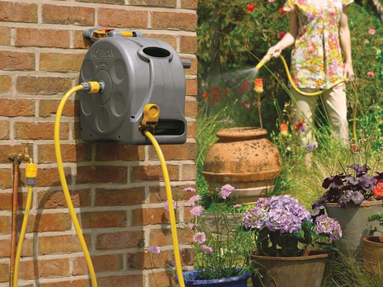 Hozelock 2415 2-n-1 Compact Reel 25 Metres 11.5mm Hose Wall Mount Garden