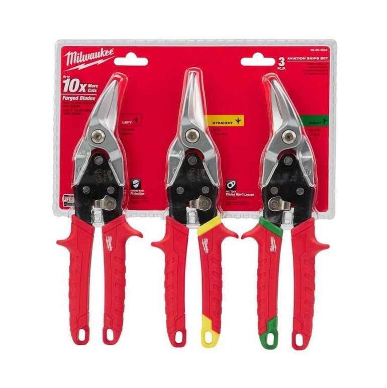 Milwaukee Metal Snips (Left, Right & Straight Cut) 48224533