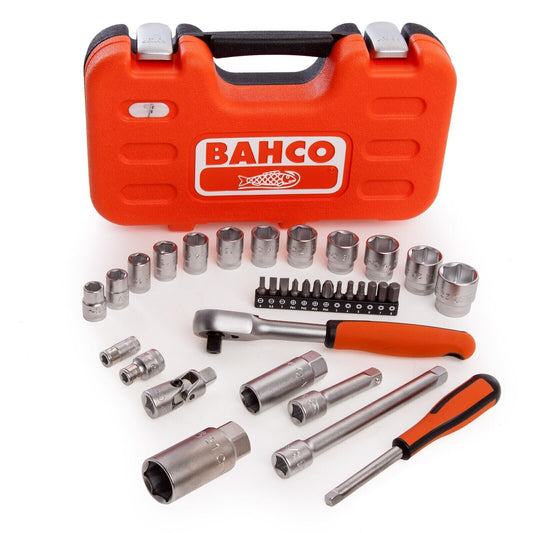 Bahco S330 3/8″ Drive 34 Piece Metric Socket Set 10-22mm + 1/4″ Screwdriver Bits