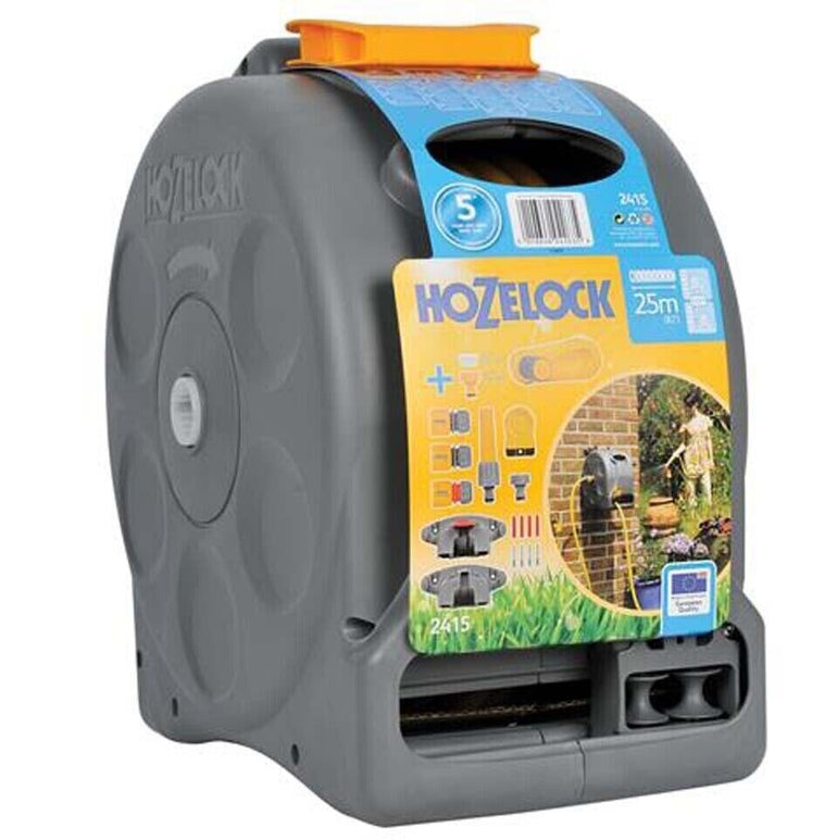 Hozelock 2415 2-n-1 Compact Reel 25 Metres 11.5mm Hose Wall Mount Garden