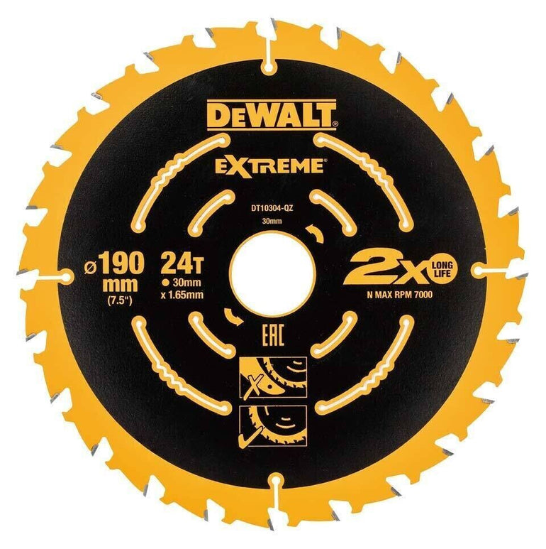 DeWalt DT10399 190mm 24T Extreme Framing Circular Saw Blade 3 Pack 5035048099469
