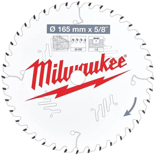 Milwaukee 4932471312 165mm x 15.87mm x 40T ATB Circular Saw Blade