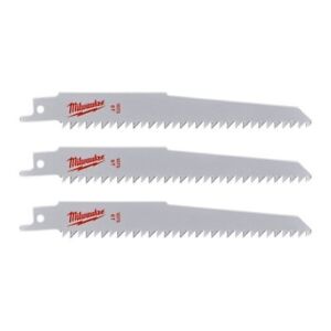 Milwaukee 48001075 150mm x 6 tpi P3M SZ BL Sabre Wood/Plastic Blade 150mm 3pk