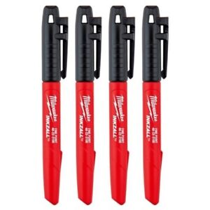 Milwaukee 4932480551 Inkzall Black Job Site Marker Pens - Set of 4