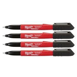 Milwaukee 48223154 INKZALL™ Ultra Fine Tip Marker Black (Pack 4)