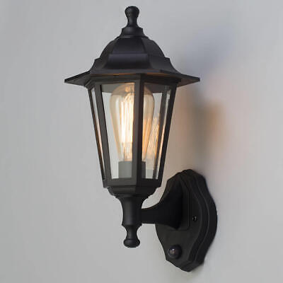 OUTDOOR COACH LANTERN WITH PIR SENSOR MATT BLACK