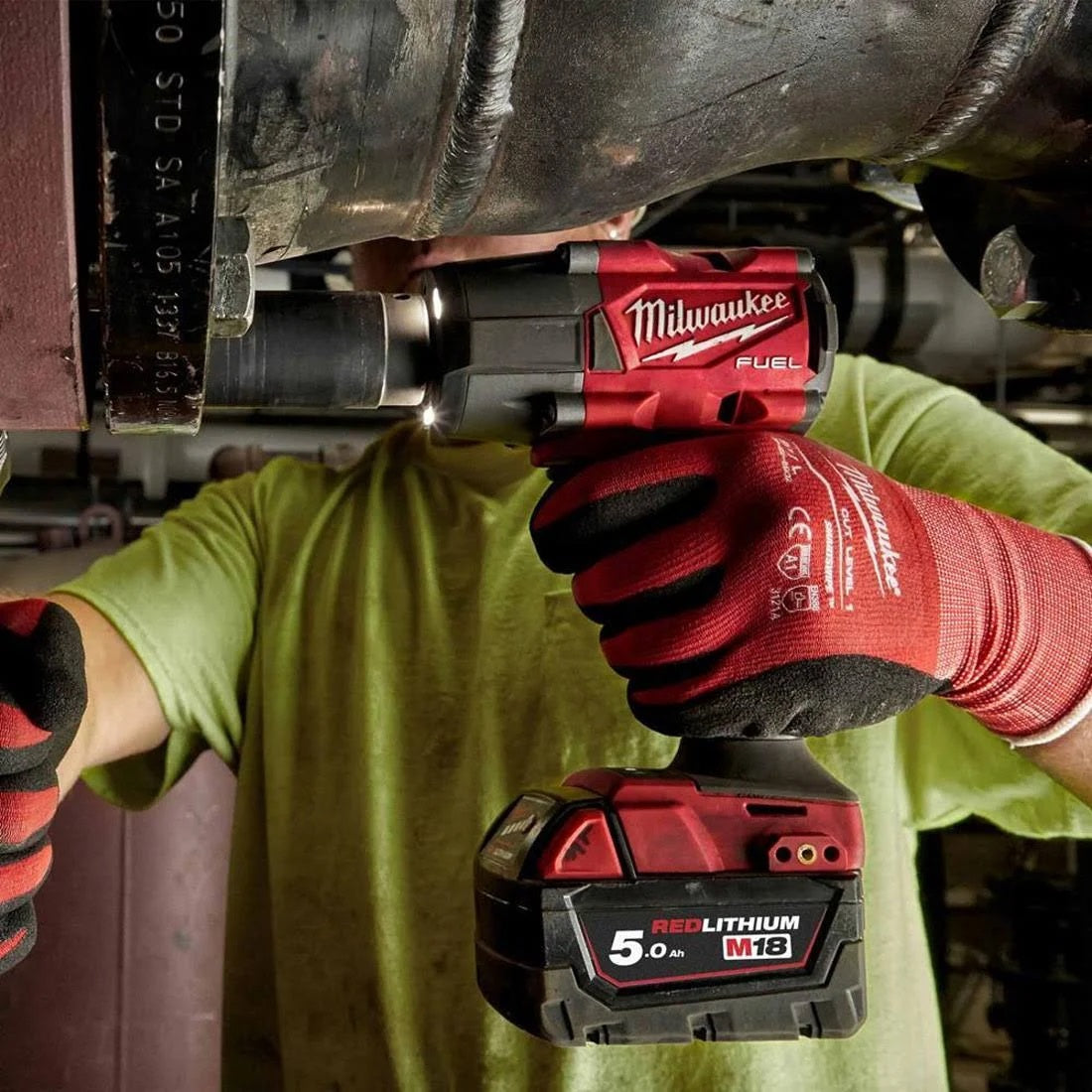 Milwaukee M18FMTIW2F38-502X 18V Fuel Brushless 3/8" Impact Wrench with 2 x 5.0Ah Batteries Charger & Case 4933479405