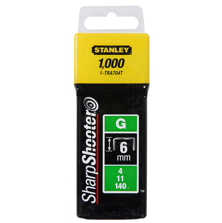 STANLEY 1-TRA704T SHARPSHOOTER 6MM HEAVY DUTY STAPLES 4/11/140 TYPE G X1000 PCS