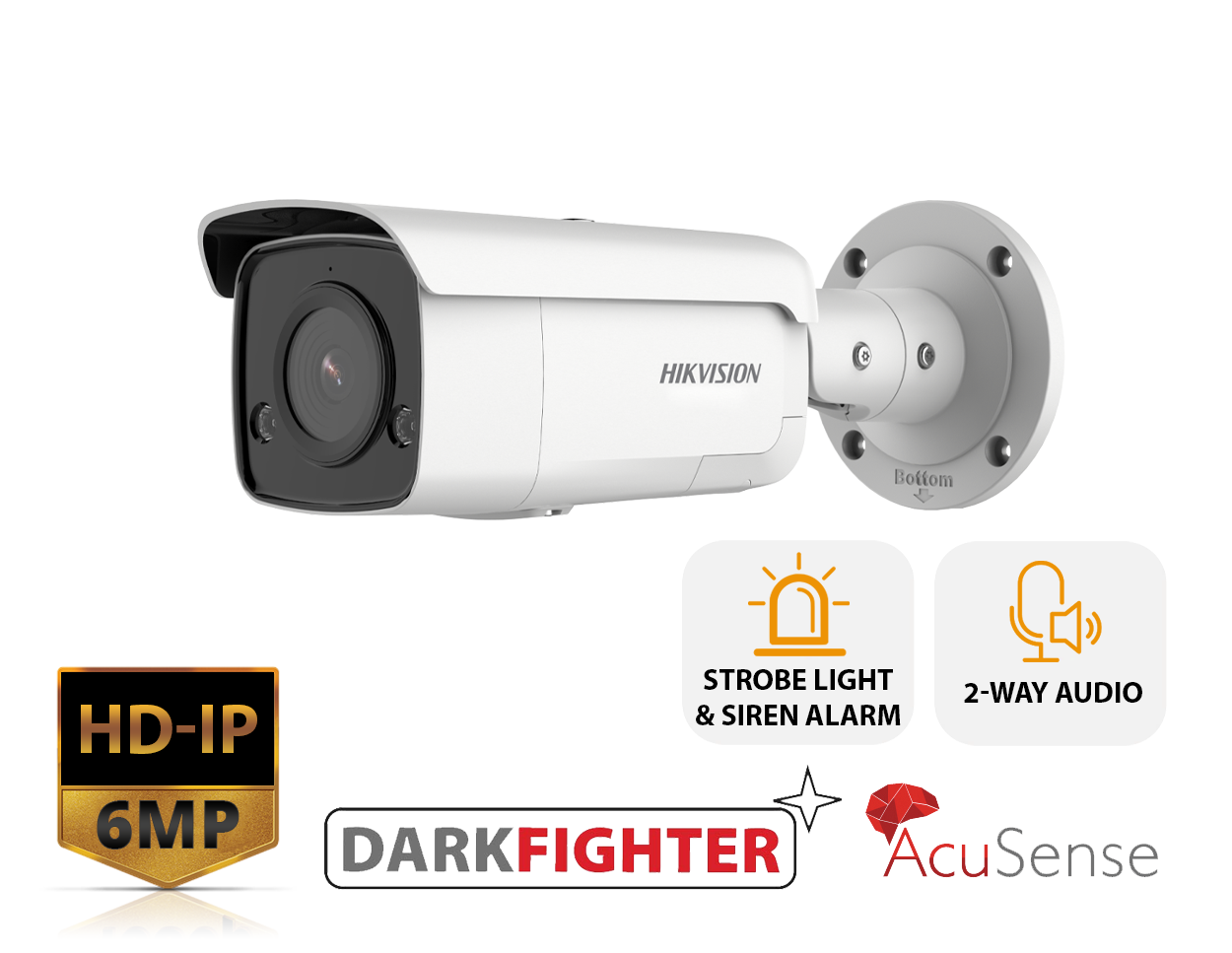 HIKVISION DS-2CD2T66G2-ISU/SL(2.8MM) - 6MP Strobe Light and Audible Warning Fixed Bullet Network Camera
