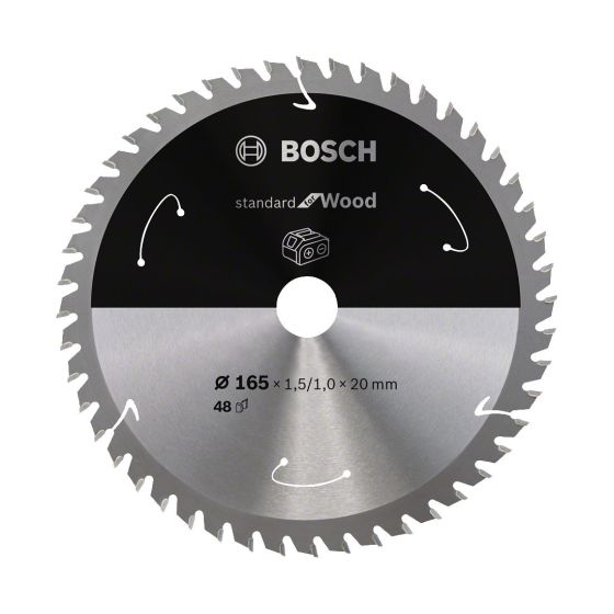 BOSCH STANDARD FOR WOOD CIRCULAR SAW BLADE FOR CORDLESS SAWS 165X1.5/1X20 T48