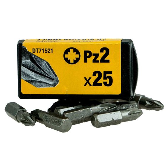 DEWALT DT71521-QZ PZ2 X 25MM SCREWDRIVER BITS PACK OF 25 IN FLIP-TOP CASE
