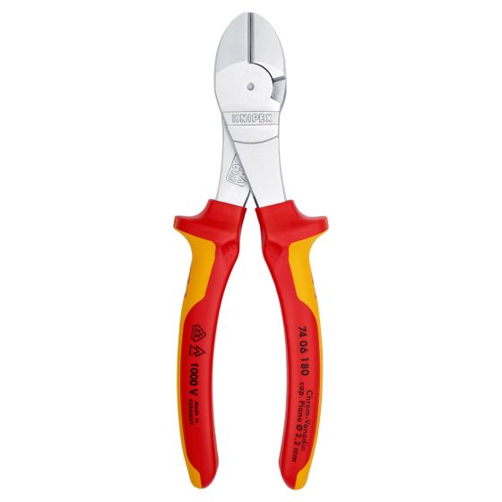 KNIPEX 74 06 180 INSULATED VDE HIGH LEVERAGE DIAGONAL CUTTERS 180MM