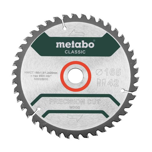 METABO 628026000 PRECISION CUT WOOD - CLASSIC 165MM X 20MM CIRCULAR SAW BLADE 42T